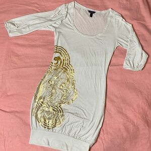 Dereon White and Gold Dress